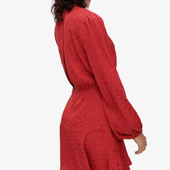 BNWOT Maje Romasy Balloon-Sleeved Flared Jacquard Mini Dress - Picture 3 of 13